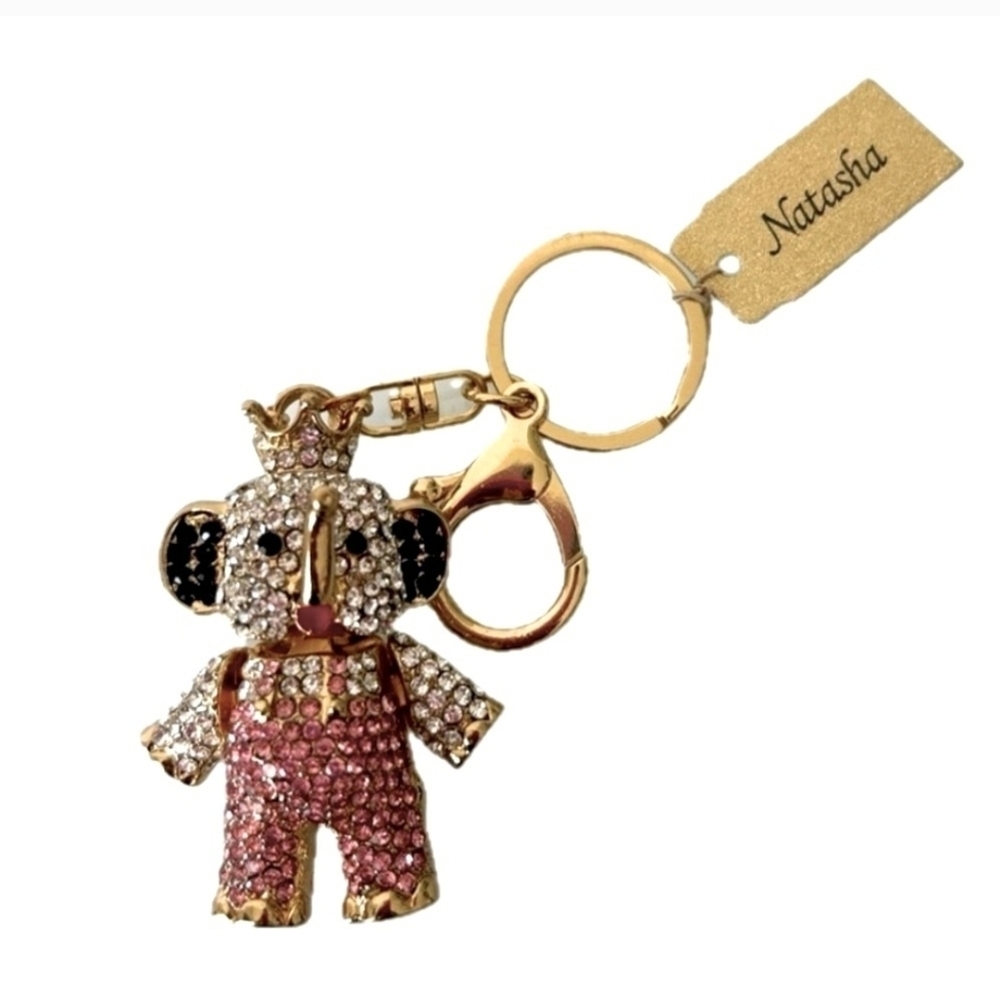 🐘🔹️Natasha🔹️ Elephant Keychain Bag Charm with Pink Crystals